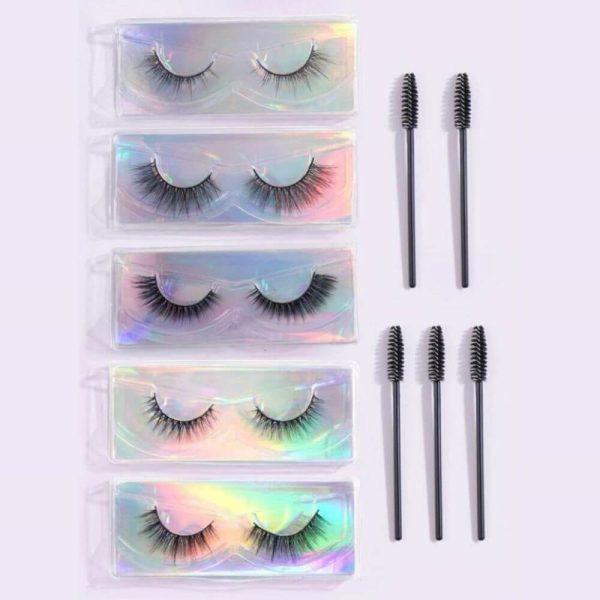 5 Pairs Volumized False Eyelashes & 5 Pcs Disposable Brush With Storage Bag - Image 2