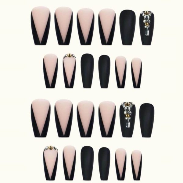24 Pcs Nails Press-On Manicure Kit – Black - Image 2