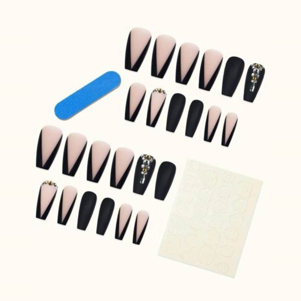 24 Pcs Nails Press-On Manicure Kit – Black - Image 3