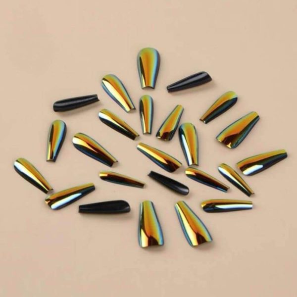 24 Pcs Nails Press-On Manicure Kit – Gold - Image 3