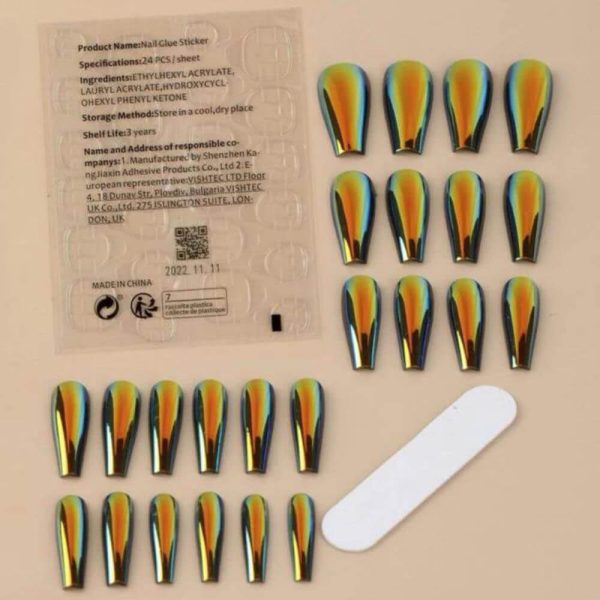 24 Pcs Nails Press-On Manicure Kit – Gold - Image 4