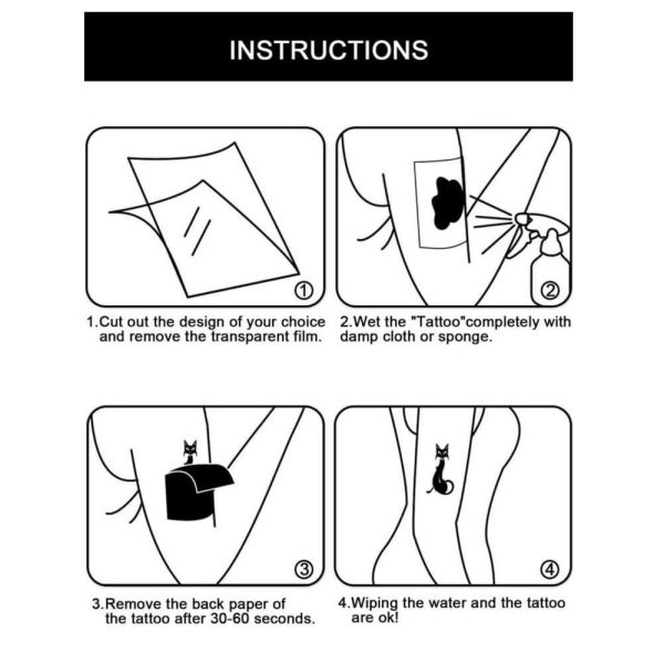 Black Waterproof Realistic Temporary Tattoo - Image 4