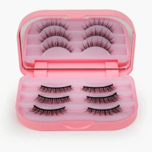 False Eyelash Case With Mirror - Pink - Image 2