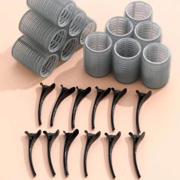 Large Hair Rollers Self Grip Salon Hairdressing Curlers 12 Pack - Gray - Image 2